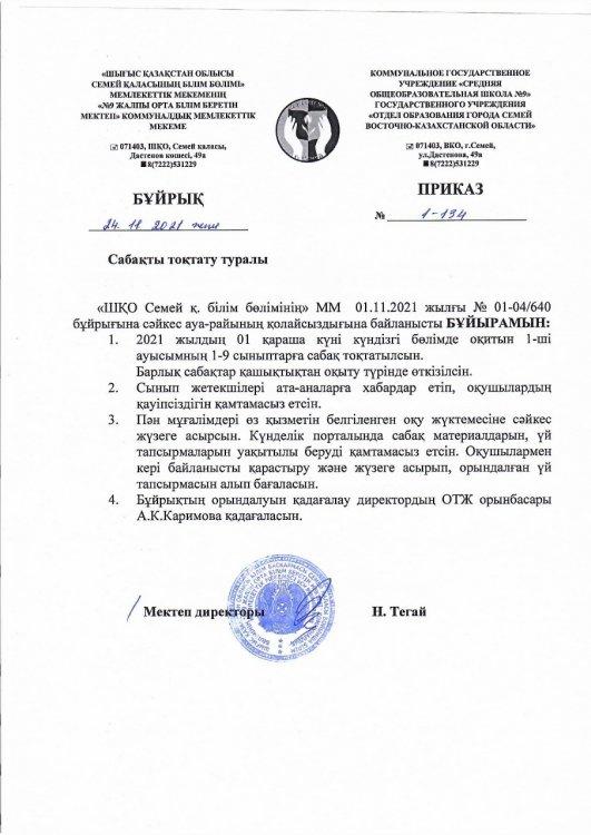 Приказы о дистанционном обучении на 24.11.2021г.