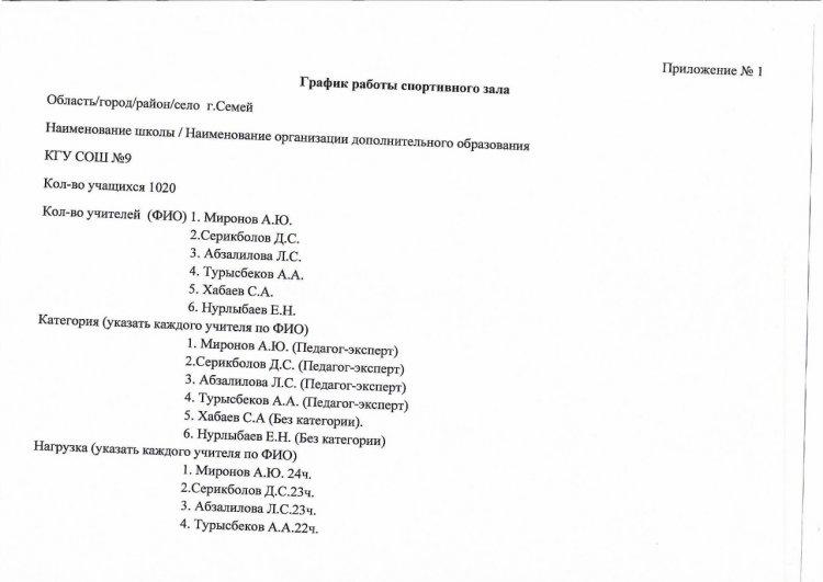 Использование спортивных залов школы