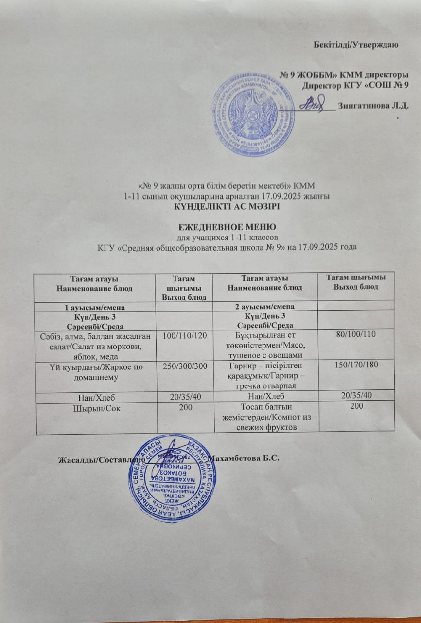 Ыстық және буфеттік тамақтану / Горячее и буфетное питание